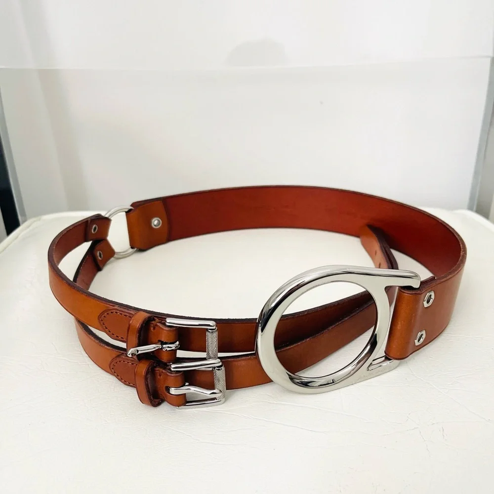 Ralph Lauren Brown Leather Belt with Silver Buckle - Picture 2 of 6